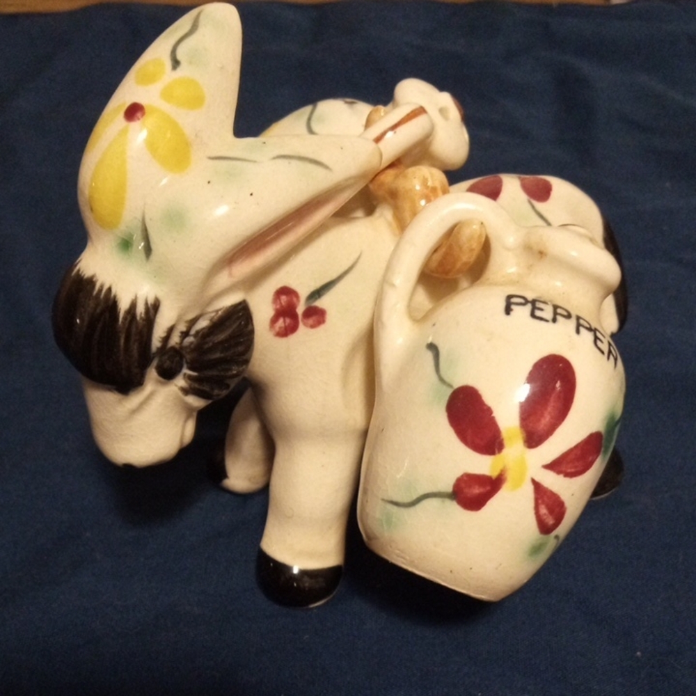 Vintage Salt And Pepper Shaker Donkey Carrying Jugs